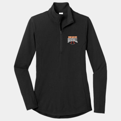 Ladies PosiCharge ® Tri Blend Wicking 1/4 Zip Pullover embroidered with logo on left chest Thumbnail